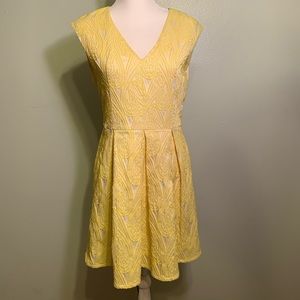Paisley Brocade Fit & Flare Yellow Dress 💛